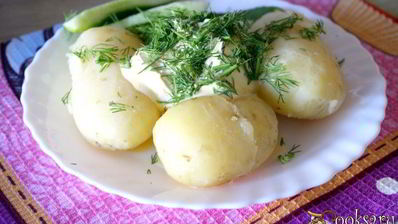 молодой картофель со сметаной и зеленью