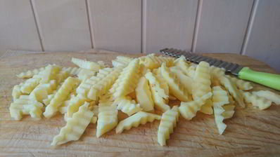 рифленый картофель с лисичками