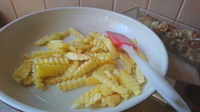 рифленый картофель с лисичками