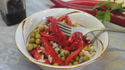 рис с болгарским перцем и горошком