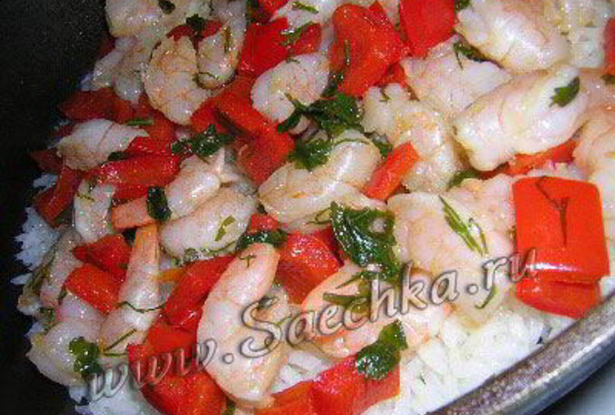 Рис с креветками и овощами