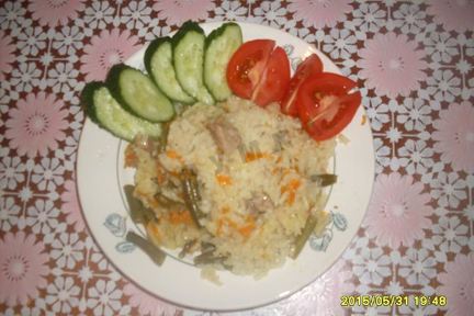 Рис с мясом и овощами в мультиварке