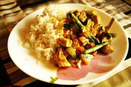 Рис с мясом и овощами