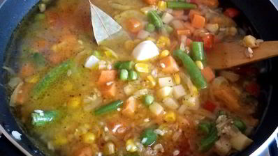 рис с овощами и вермишелью