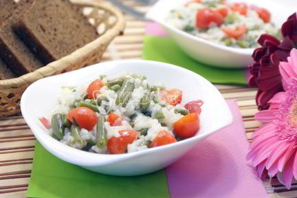 Рис с стручковой фасолью и овощами