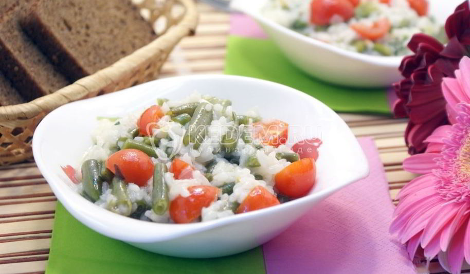 Рецепт риса с стручковой фасолью и овощами