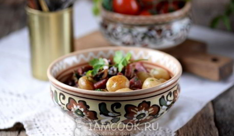 Рецепт жареной картошки с колбасой
