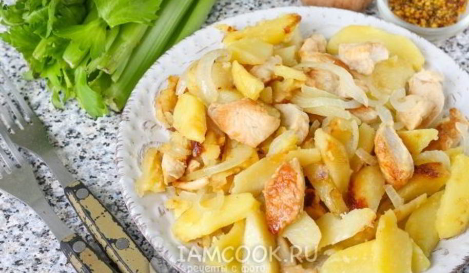 Рецепт жареной картошки с курицей