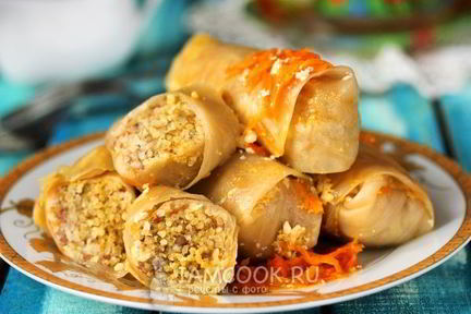 Голубцы с фаршем и пшеном в мультиварке