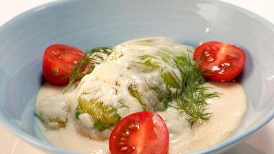 голубцы с треской и красным рисом