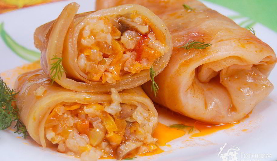 Рецепт постных голубцов с овощами и шампиньонами
