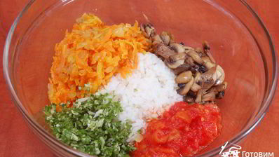 постные голубцы с овощами и шампиньонами