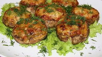 фаршированные шляпки шампиньончиков