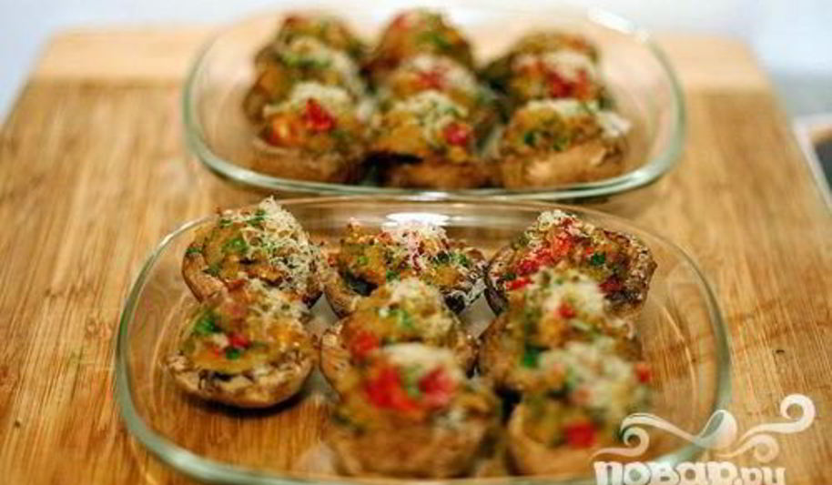 Рецепт грибов, фаршированных вялеными помидорами