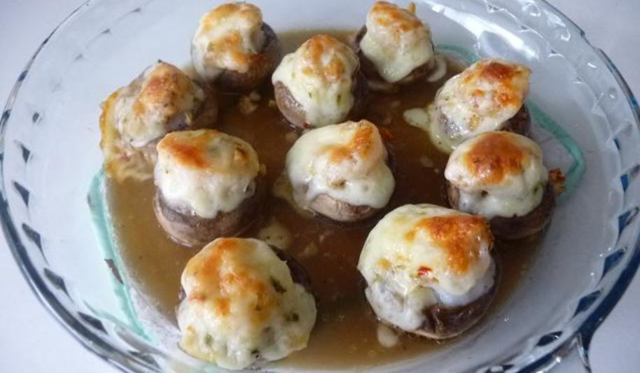 Рецепт грибов с креветками и сыром