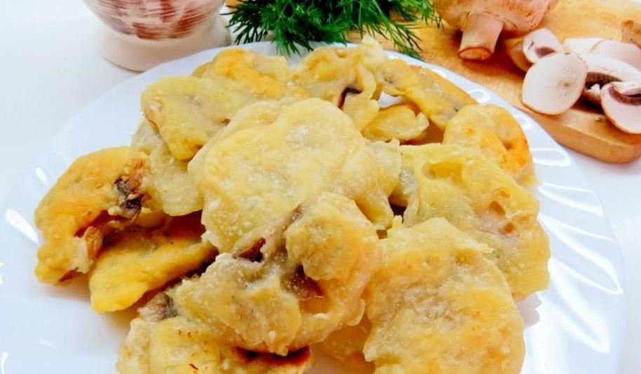 Рецепт шампиньонов в хрустящем кляре