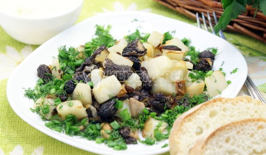 Рецепт сморчков жареных с картофелем