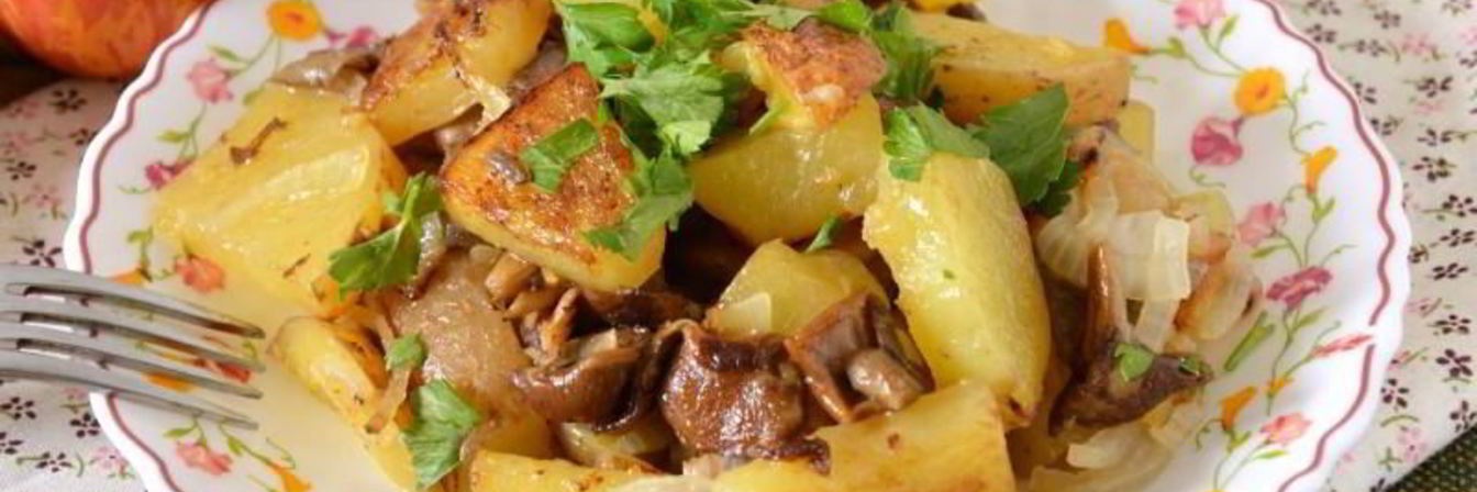 Замороженные опята с картошкой жареные