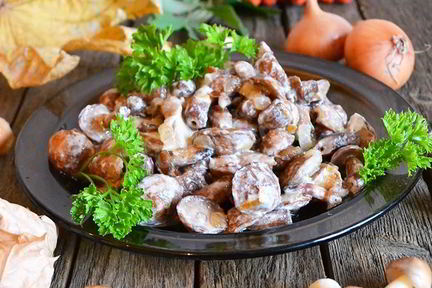 Жареные маслята в сметане