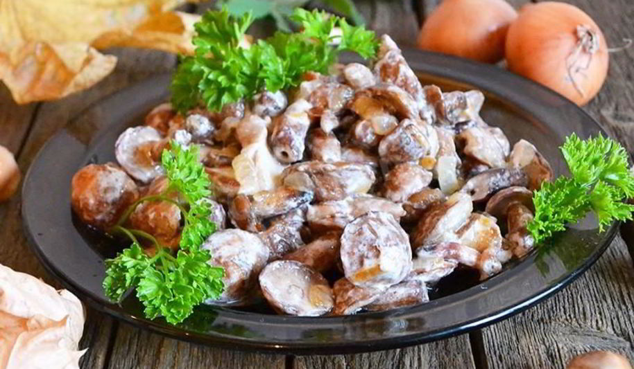 Рецепт жареных маслят в сметане