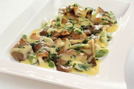 Жареные вешенки с зеленым луком