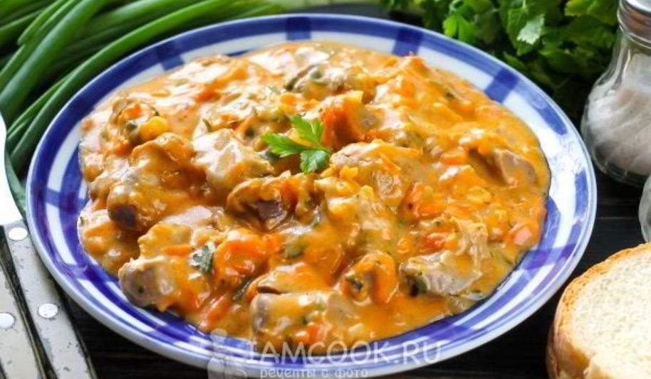 Рецепт гуляша из куриных желудков