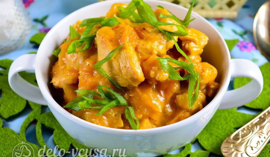 Рецепт гуляша из курицы со сметаной