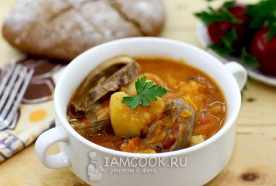 Гуляш из свиного сердца