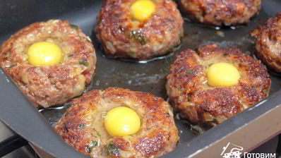 котлеты с перепелиными яйцами павлиний глаз