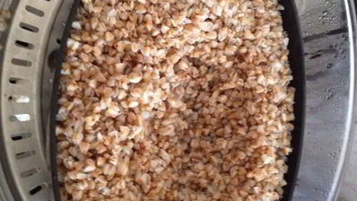 куриные котлетки с белым соусом и гречкой на пару