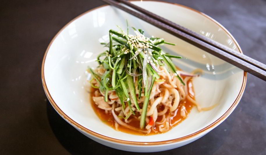 Рецепт лапши из кальмаров в кисло-сладком соусе