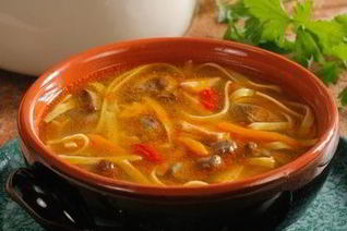 Лапша с куриной печенкой