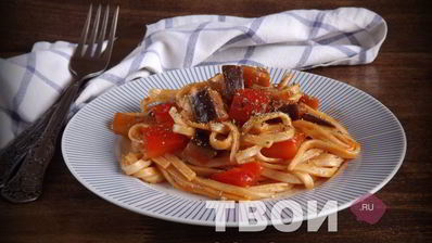 лапша удон с овощами в кисло-сладком соусе