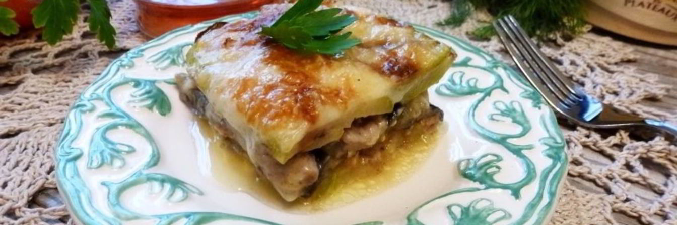 Лазанья из кабачков и баклажанов