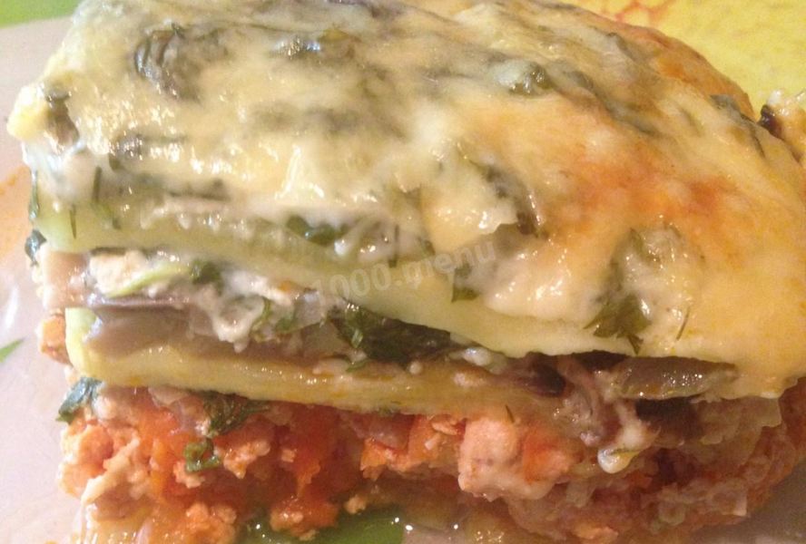 Лазанья из кабачков с грибами