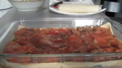 лазанья из слоеного теста