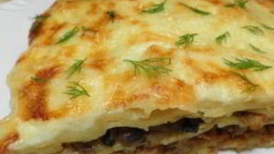 лазанья из слоеного теста