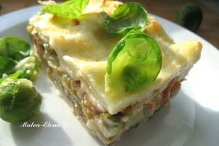 Лазанья с брокколи, брюссельской капустой и грибами для Гарфилда