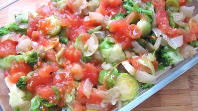 лазанья с брокколи, брюссельской капустой и грибами для гарфилда