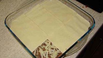 лазанья с фаршем и грибами