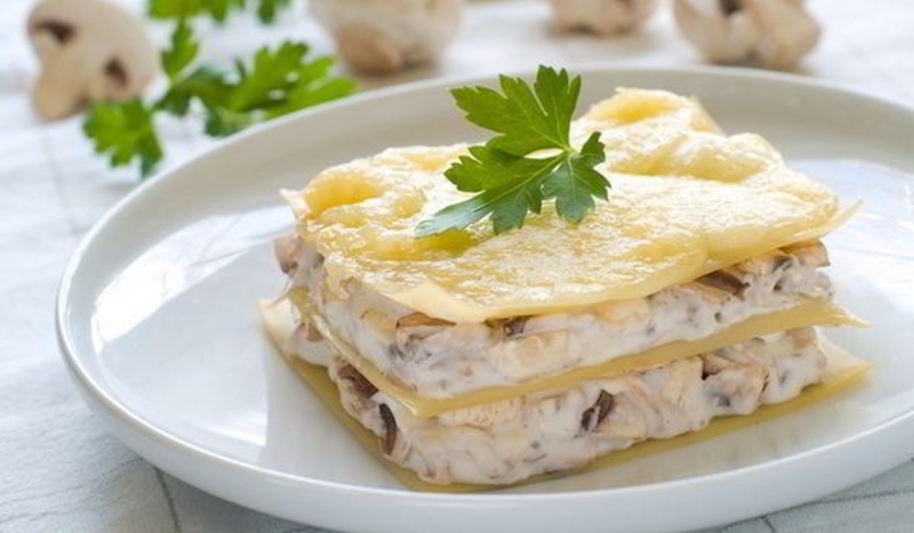 Рецепт лазаний с куриной грудкой и шампиньонами