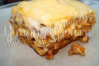 Лазанья с курицей и грибами