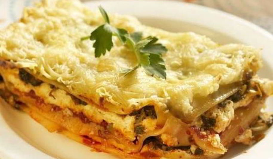 Рецепт лазаний с луком-пореем и шпинатом