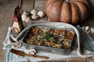 Лазанья с тыквой и грибами