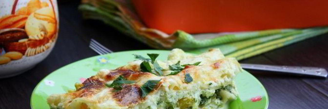 Лазанья с тыквой и шпинатом под соусом из рикотты