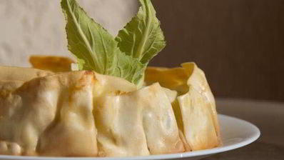 лазанья с тыквой, шпинатом и рикоттой