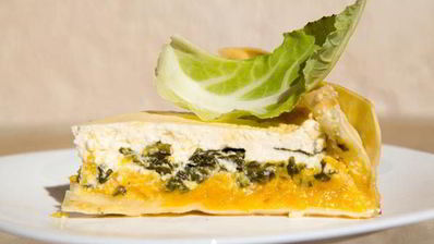 лазанья с тыквой, шпинатом и рикоттой