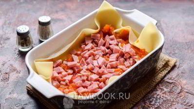 лазанья с ветчиной и сыром