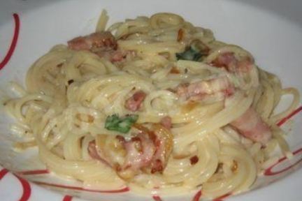 Домашняя паста карбонара с ветчиной