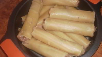 каннелони с курицей и грибами под соусом бешамель